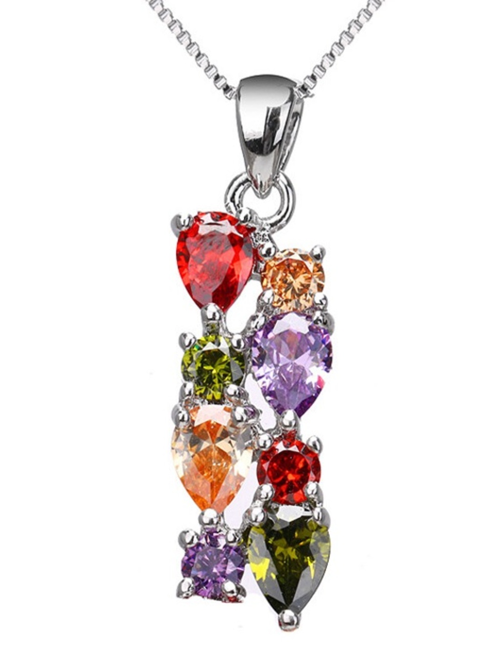 🆕New Multi-Color Gemstone Necklace-Sterling Silver Plated - Picture 9 of 10